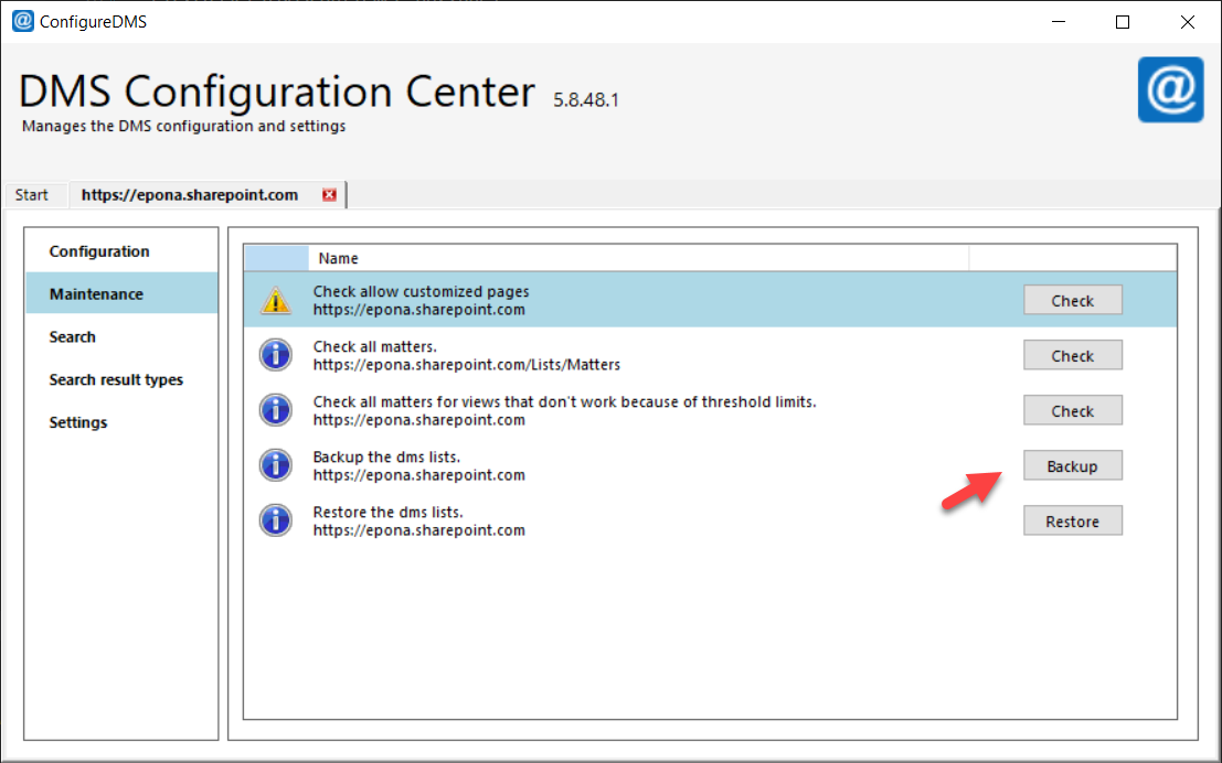 Backup and Restore lists