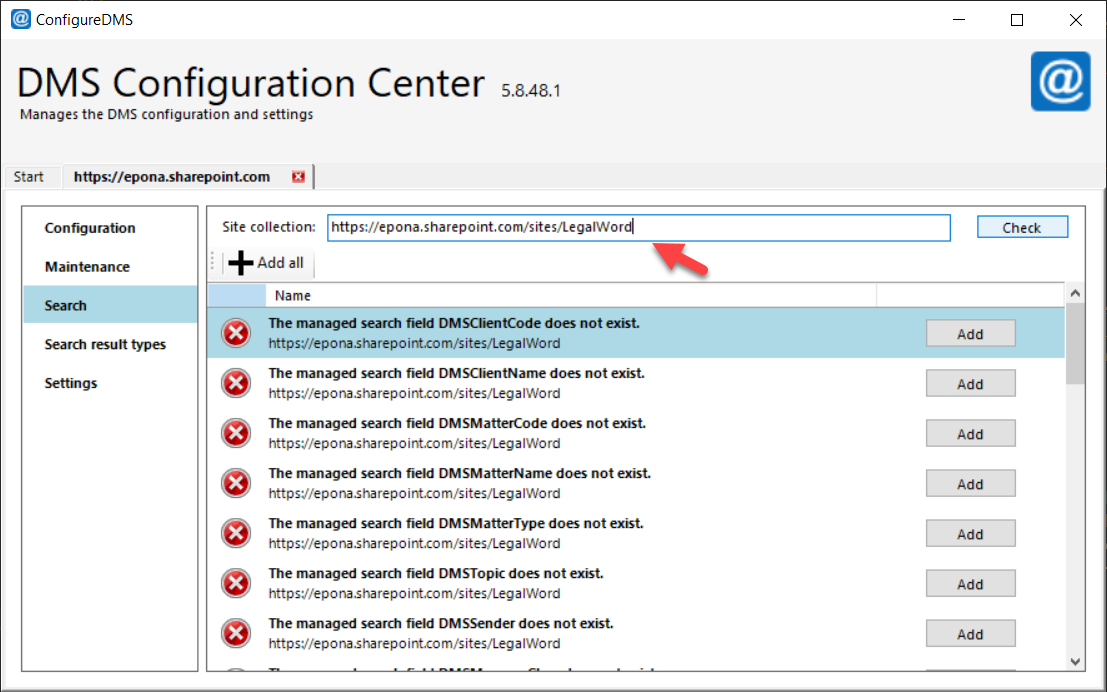 Local Search managed search field