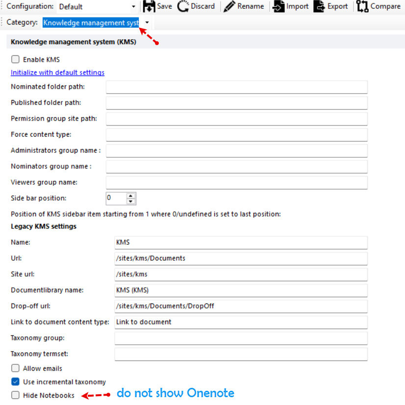 Hide Onenote in KMS setting