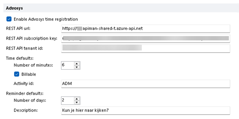 Advosys settings