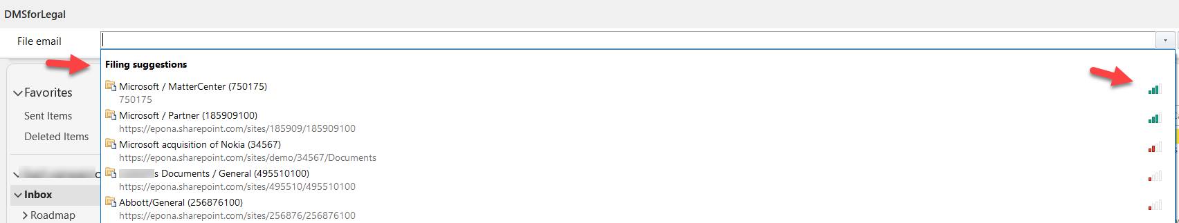 Filing Suggestions toolbar