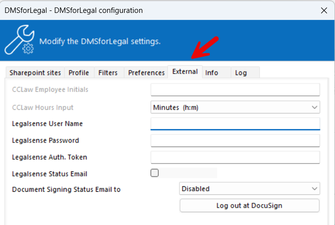 Legalsense time charge settings in Outlook