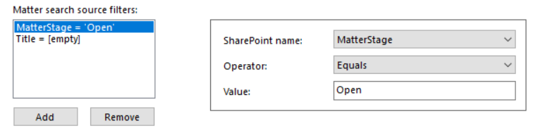 MatterSearch source filters