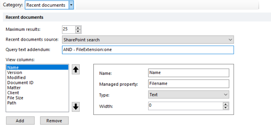 Query text addendum that filters OneNote files