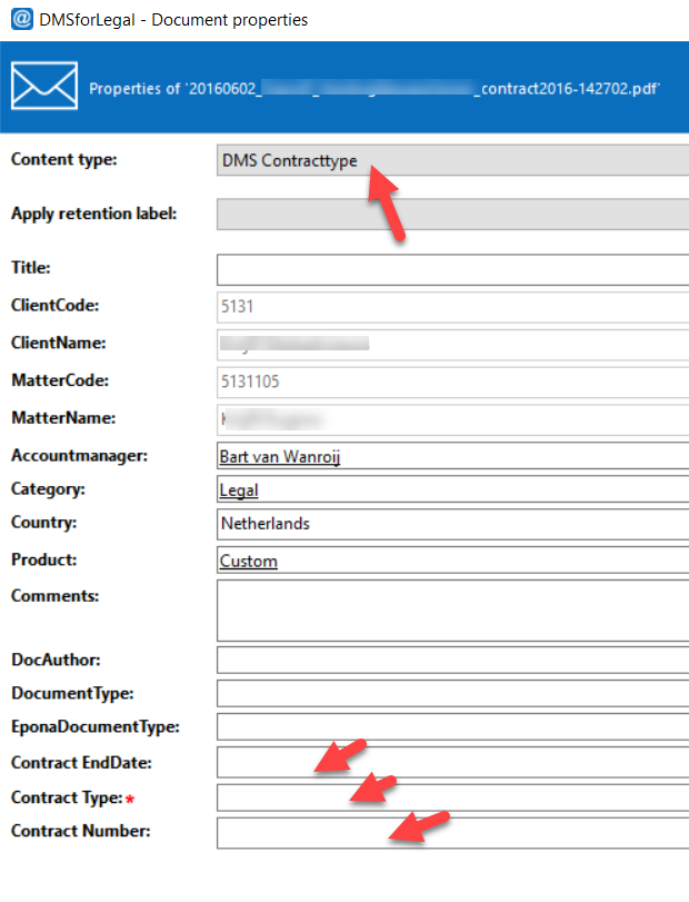 Contract ContentType and Document Properties