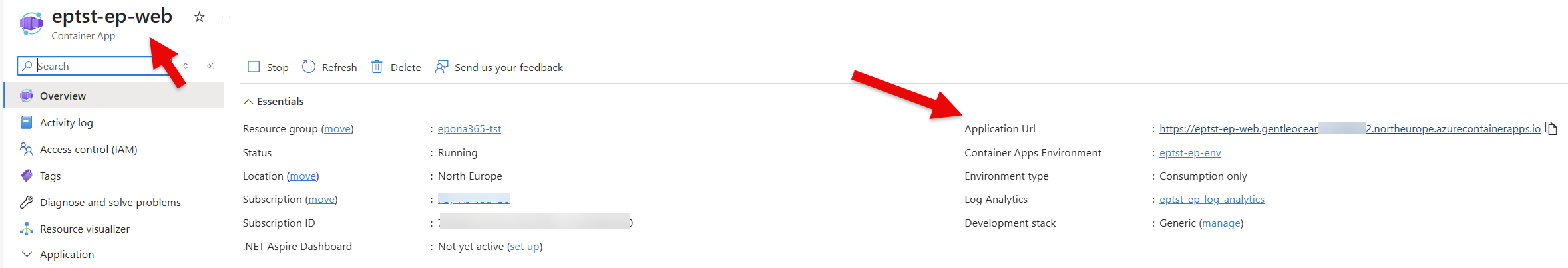 Lookup the URL of the web container