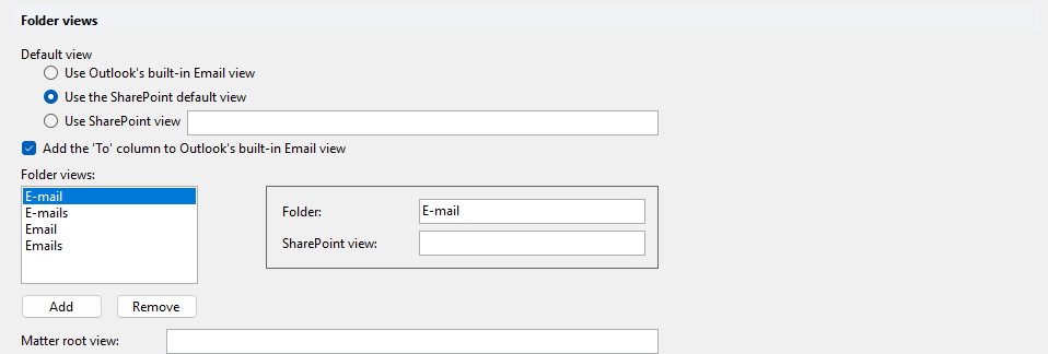 Folder views settings
