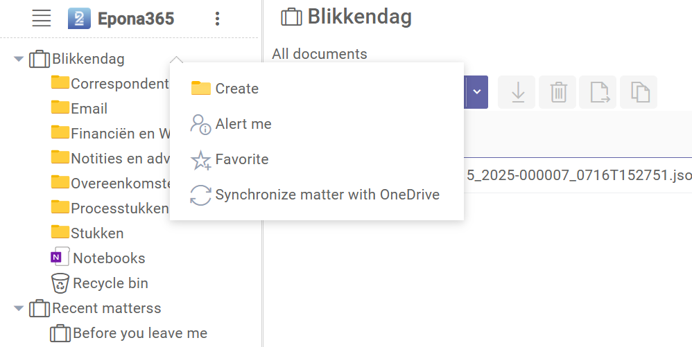 Right click on matter root
